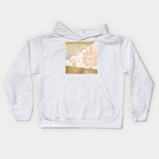 Floral rose gold glitter Kids Hoodie